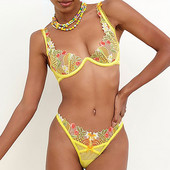 Tikitud bralette pesukomplekt, läbipaistev Push Up rinnahoidja G-String naisele uhke aluspesu Sensuaalsed seksikad pitsilised intiimsed erootilised komplektid