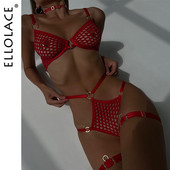 Ellolace Lenjerie Fetish Wet Look Red Hot Sexy Costum Transparent Nud Femei Fara Cenzura Lenjerie Intima de lux