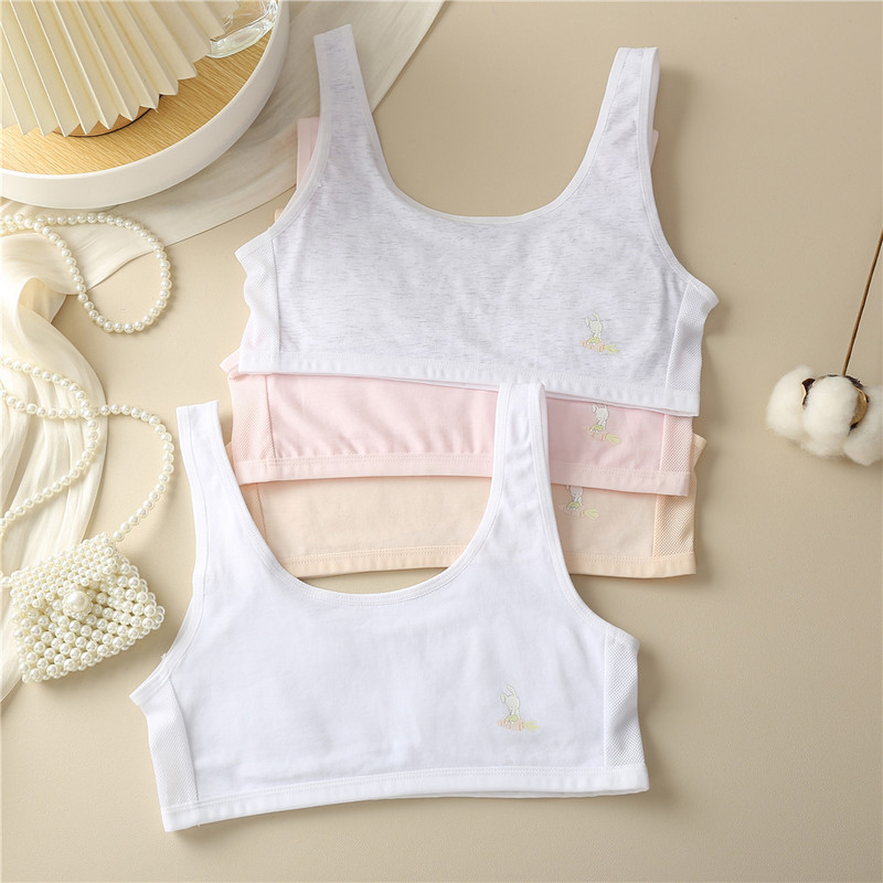 Lenjerie intimă drăguță, respirabilă, vestă pentru adolescenți, școală de bumbac, sutien de antrenament pentru prima fată pentru începător