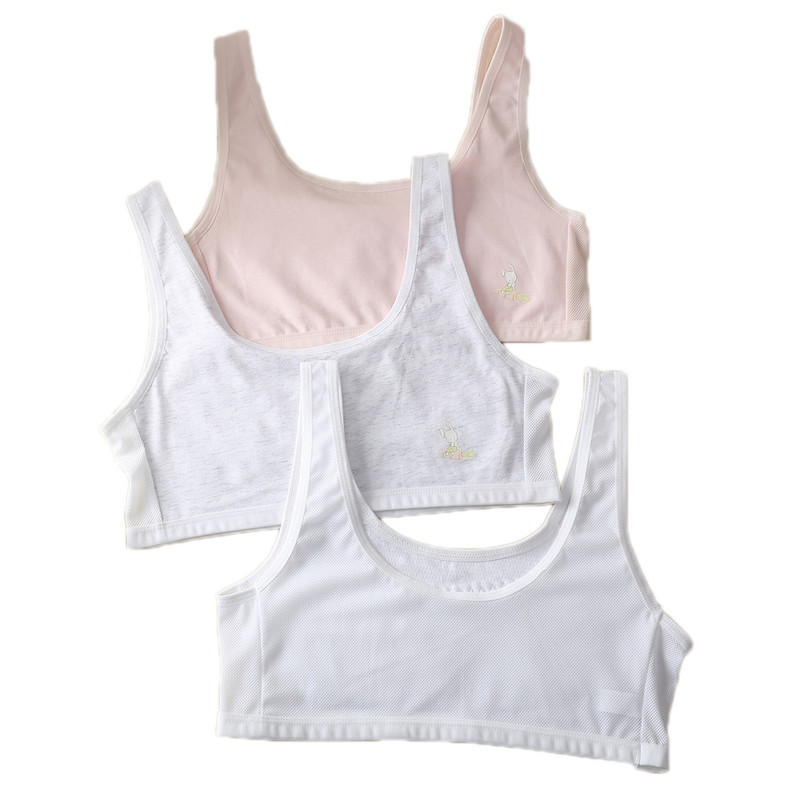 Lenjerie intimă drăguță, respirabilă, vestă pentru adolescenți, școală de bumbac, sutien de antrenament pentru prima fată pentru începător