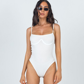 Beachapche Summer Spaghetti Strap Body Top 2021 Ежедневно бяло плетено боди Дамско тесно клубно секси боди без гръб