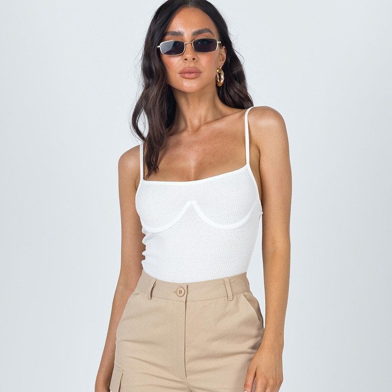 Beachapche Summer Spaghetti Body Top 2021 Casual λευκό πλεκτό κορμάκι Γυναικείο Skinny Backless Club Σέξι ολόσωμο