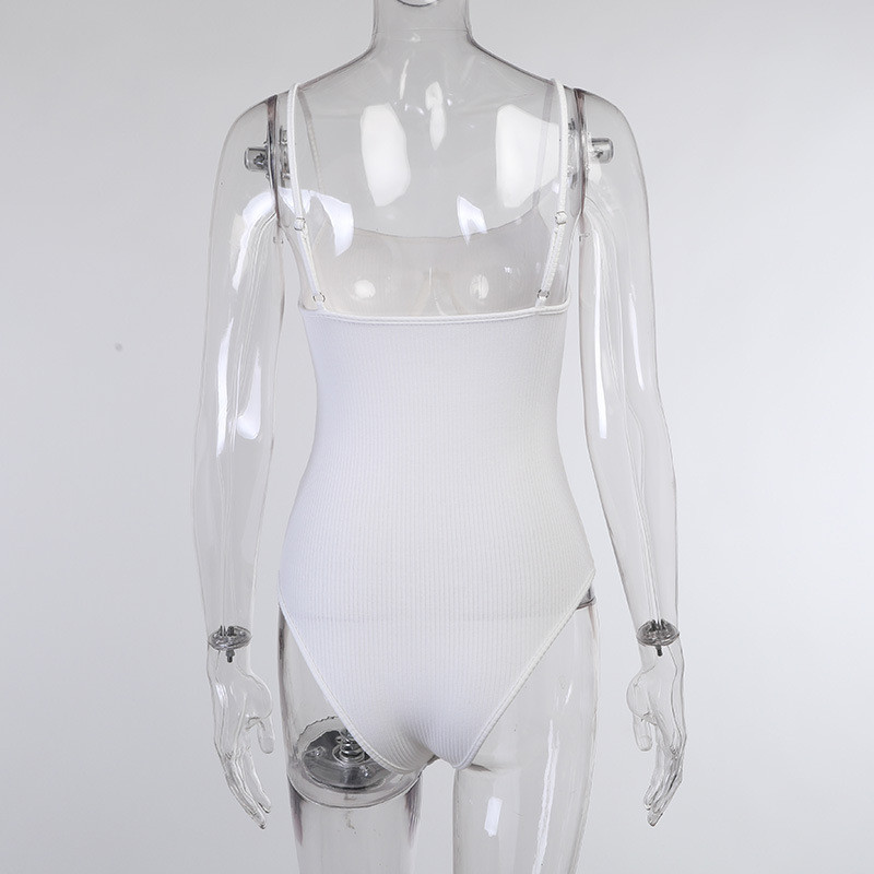 Beachapche Summer Spaghetti Body Top 2021 Casual λευκό πλεκτό κορμάκι Γυναικείο Skinny Backless Club Σέξι ολόσωμο