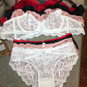 Set sutien și chiloți sexy ultrasubțire transparent din dantelă franțuzească Lenjerie intimă cu bandaj Sârmă Lenjerie fără căptușeală pentru femei