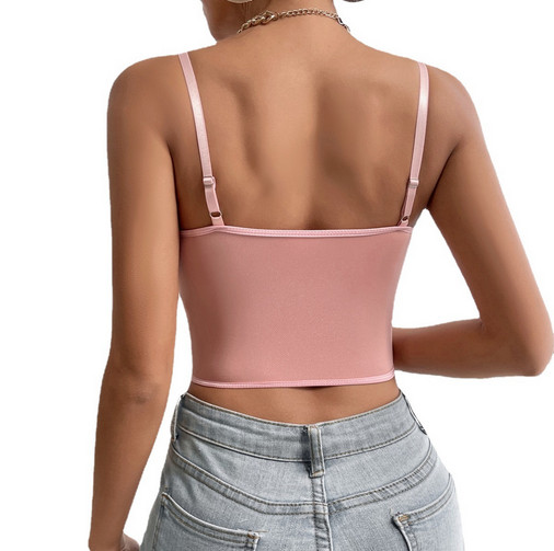 Sutien cu broderie sexy, sutien brodat, culoare contrastantă, inel de oțel, plasă de pește, vestă fără spate, frumusețe goală, sutien spate