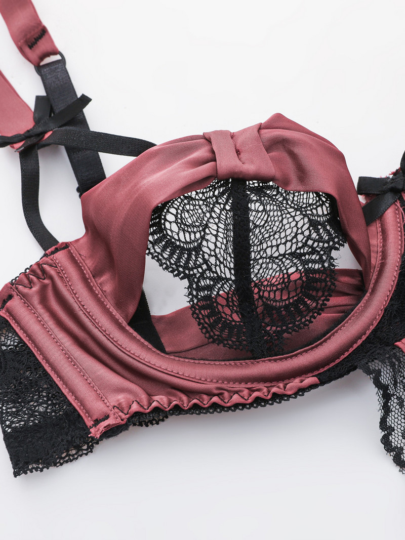 Σέξι Σετ Εσώρουχα Πυτζάμες Παπιγιόν με λουράκι κάτω από σύρμα ολόσωμο στρινγκ γυναικείο ένα μέγεθος Bralette