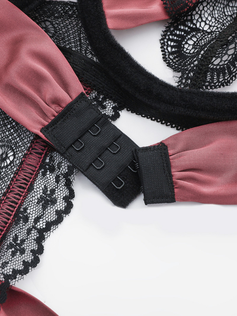 Σέξι Σετ Εσώρουχα Πυτζάμες Παπιγιόν με λουράκι κάτω από σύρμα ολόσωμο στρινγκ γυναικείο ένα μέγεθος Bralette