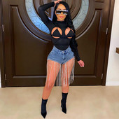 2021. aasta naiste õõnsad püksid, pikkade varrukatega Bodycon body, bandage, kaelus, ühes tükis kombinesoonid, kitsad High Street kombinesoonid