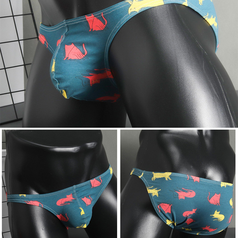 Aluspüksid Meeste Madala vöökohaga aluspüksid Seksikad puuvillased mugavused loomad trükitud venivad hingavad aluspüksid meeste kumer kott aluspüksid