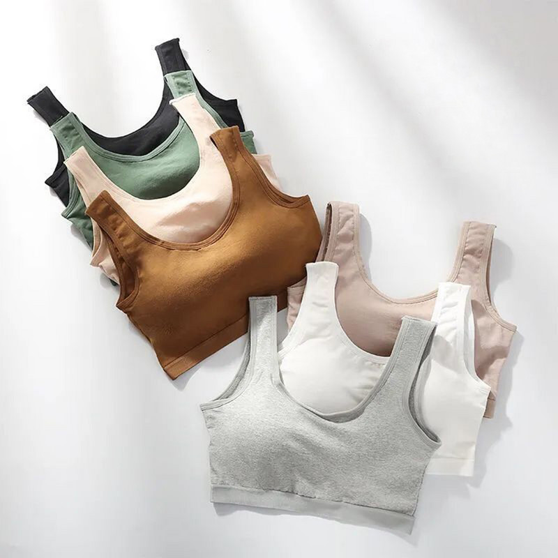 Bumbac Culoare uni Somn Confortabil Sutien Push Up Crop Top Bustieră Fără mâneci Vestă flexibilă Sport Vară Cool Topuri de înaltă calitate