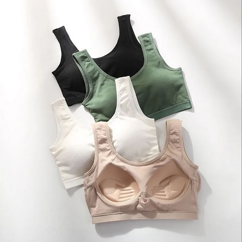 Bumbac Culoare uni Somn Confortabil Sutien Push Up Crop Top Bustieră Fără mâneci Vestă flexibilă Sport Vară Cool Topuri de înaltă calitate