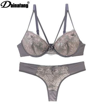 DaiNaFang Fashion 32-42 BCDE Cup Sieviešu apakšveļa Sexy Mežģīnes, Regulējams Push Up Krūštura komplekti Plāna Liela izmēra sieviešu apakšveļa