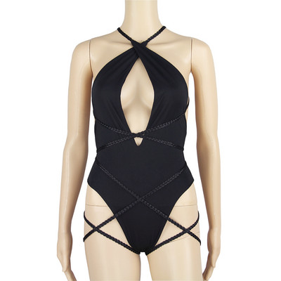 Pitsidega body, naiste sügav V-kaelusega õõnsad lühikesed kombinesoonid Seksikas Bandage Bodycon Rompers Beach Playsuit 2019 suvi