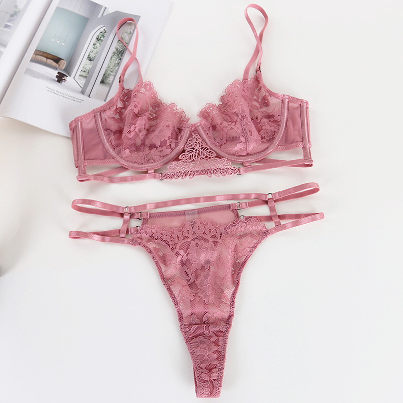 Suvine pesu seksikas pits üliõhuke terasrõngaga tugipesul naiste suured rinnad näitavad väike stringide rinnahoidja komplekt