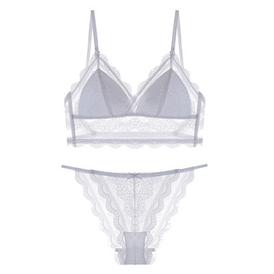 Νέο σέξι δαντέλα 2020 Σετ σουτιέν Μεγάλο εξώπλατο σουτιέν με λεπτές χιαστί λουράκια Halter Τρίγωνο σουτιέν και Σετ στρινγκ Εσώρουχα Γυναικεία εσώρουχα Καλοκαίρι
