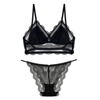 Νέο σέξι δαντέλα 2020 Σετ σουτιέν Μεγάλο εξώπλατο σουτιέν με λεπτές χιαστί λουράκια Halter Τρίγωνο σουτιέν και Σετ στρινγκ Εσώρουχα Γυναικεία εσώρουχα Καλοκαίρι