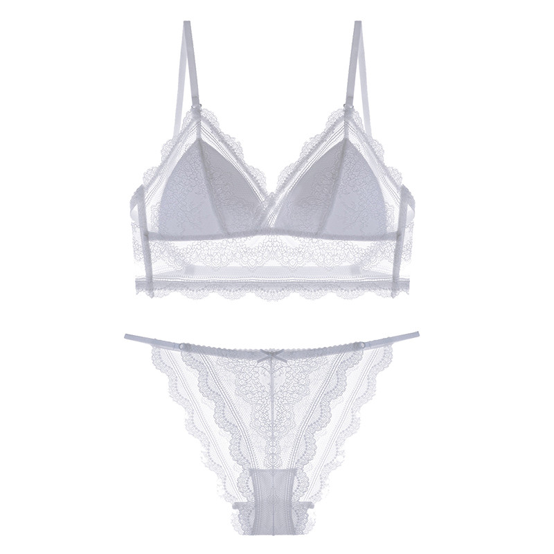 Νέο σέξι δαντέλα 2020 Σετ σουτιέν Μεγάλο εξώπλατο σουτιέν με λεπτές χιαστί λουράκια Halter Τρίγωνο σουτιέν και Σετ στρινγκ Εσώρουχα Γυναικεία εσώρουχα Καλοκαίρι