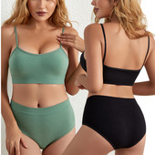 Set de sutien pentru femei fără cusături Sutien Push Up Crop Top Chiloți cu talie înaltă Set de lenjerie sexy Bralette Spate jos Lenjerie de fitness