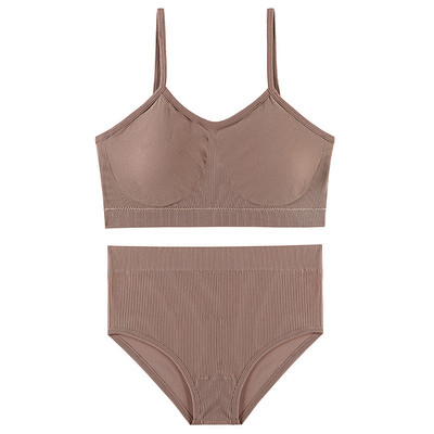 Set de sutien pentru femei fără cusături Sutien Push Up Crop Top Chiloți cu talie înaltă Set de lenjerie sexy Bralette Spate jos Lenjerie de fitness