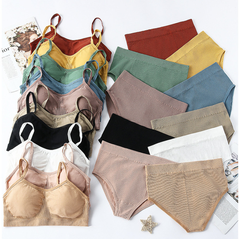 Set de sutien pentru femei fără cusături Sutien Push Up Crop Top Chiloți cu talie înaltă Set de lenjerie sexy Bralette Spate jos Lenjerie de fitness