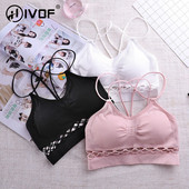 HIVOF κούφιο εσώρουχο τυλιγμένο στήθος κοριτσιού sling στράπλες αθλητικό σουτιέν που αναπνέει χωρίς ραφή εσώρουχο Διχτυωτό σουτιέν