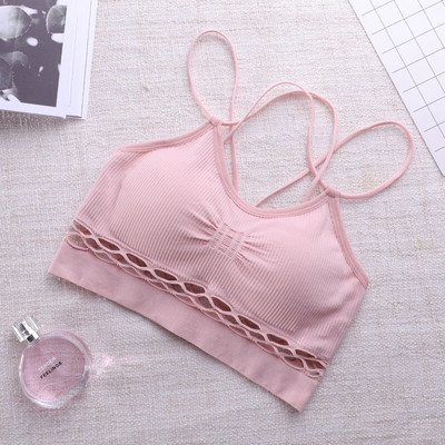 HIVOF κούφιο εσώρουχο τυλιγμένο στήθος κοριτσιού sling στράπλες αθλητικό σουτιέν που αναπνέει χωρίς ραφή εσώρουχο Διχτυωτό σουτιέν