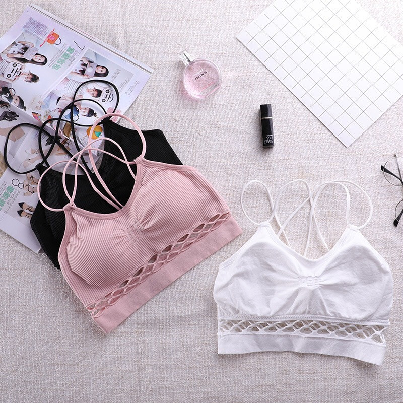 HIVOF κούφιο εσώρουχο τυλιγμένο στήθος κοριτσιού sling στράπλες αθλητικό σουτιέν που αναπνέει χωρίς ραφή εσώρουχο Διχτυωτό σουτιέν