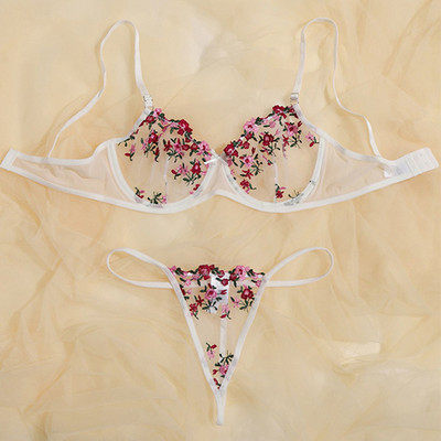 Mulherelfo Sensual Σετ Εσώρουχα Γυναικεία Floral Κέντημα Σουτιέν Εξωτικά Διαφανή Σετ Σουτιέν Σετ Σέξι Εσώρουχα