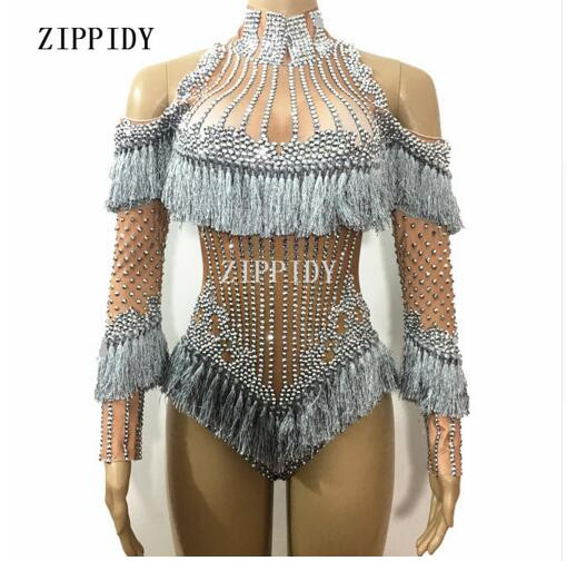 Moda Cristale strălucitoare Ciciuc Sărbătorește Strasuri Zi de naștere Argintiu Poartă scenă Diamante Tricou Sexy Club de noapte