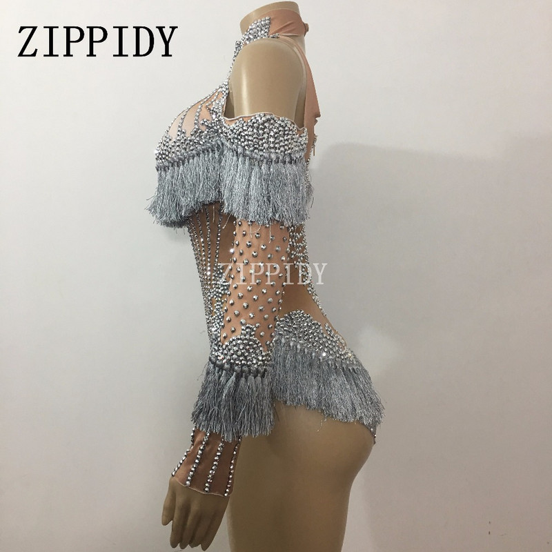 Moda Cristale strălucitoare Ciciuc Sărbătorește Strasuri Zi de naștere Argintiu Poartă scenă Diamante Tricou Sexy Club de noapte