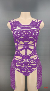 Costum de dans sexy Costume de scenă Body cu ciucuri negru fără mâneci Body stretch pentru femei, petrecere, bal, bar, scenă, cântăreață