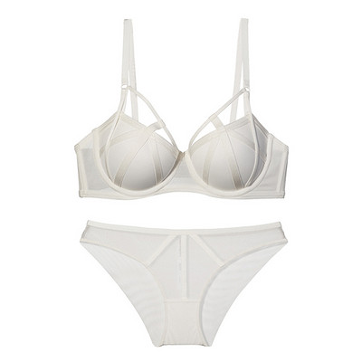 Set de sutien și chiloți groși, negru, sexy, pentru femei, mărimea cupei BCD, lenjerie sexy cu inel din oțel adunat din bumbac