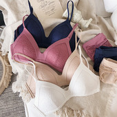 Set de sutien cu cupă subțire din bumbac fără fir sexy Set sutien și chiloți la modă din dantelă Lenjerie de corp fără pietre Lenjerie pentru femei Slip bralette