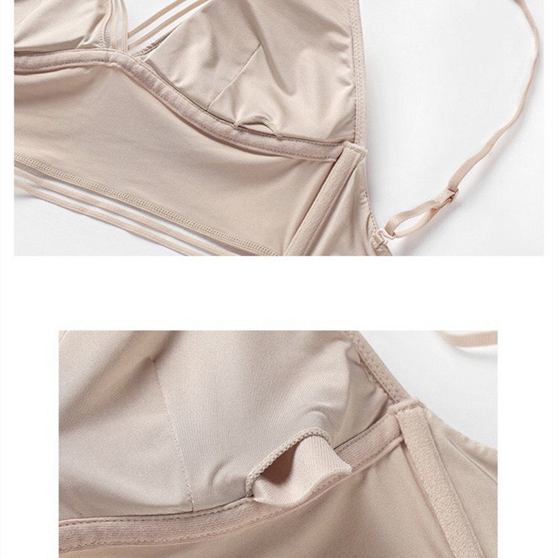 Push Up εσώρουχα σουτιέν Γυναικεία χωρίς πλάτη Ice Silk Λεπτή U χαμηλή πλάτη Bralette Halter Αποσπώμενο σουτιέν χωρίς ραφή Bralette χωρίς μαξιλαράκι