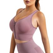 WEICHENS Sutien sport cu fermoar Push Up cu fermoar cu susținere înaltă pentru femei, sutien sport căptușit, fără fir Confort, cu spatele cros, pentru antrenament pentru yoga, 4 culori