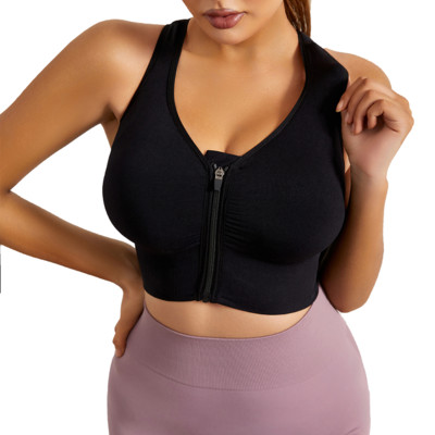 WEICHENS Sutien sport cu fermoar Push Up cu fermoar cu susținere înaltă pentru femei, sutien sport căptușit, fără fir Confort, cu spatele cros, pentru antrenament pentru yoga, 4 culori