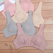 Sutiene din bumbac solid Închidere față fără sârmă Lenjerie de corp căptușită pentru bunica Femei Lenjerie intimă