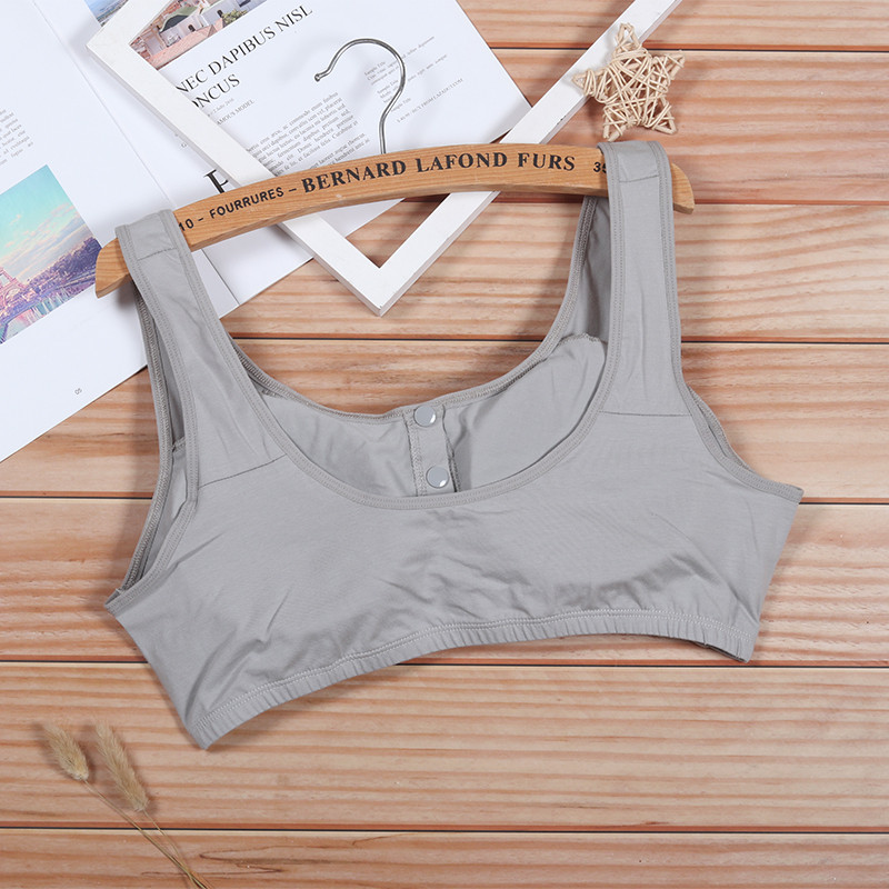 Sutiene din bumbac solid Închidere față fără sârmă Lenjerie de corp căptușită pentru bunica Femei Lenjerie intimă