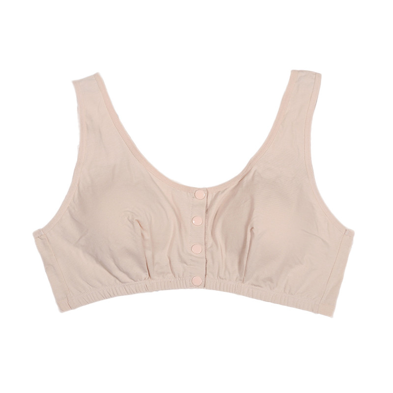 Sutiene din bumbac solid Închidere față fără sârmă Lenjerie de corp căptușită pentru bunica Femei Lenjerie intimă