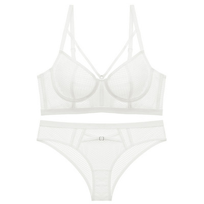 Set de lenjerie transparentă, necăptușită, ultra-subțire, sexy, sutien push-up din dantelă, carouri, lenjerie de corp femeie frumoasă, vara 2022