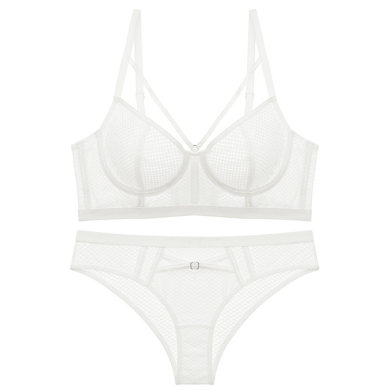 Set de lenjerie transparentă, necăptușită, ultra-subțire, sexy, sutien push-up din dantelă, carouri, lenjerie de corp femeie frumoasă, vara 2022