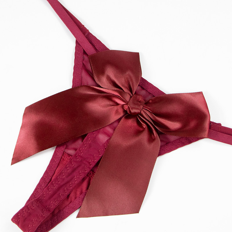 Set sutien din tifon sexy Varsbaby și set de lenjerie intimă cu fundă mare și drăguț, fără căptușeală, transparent transparent