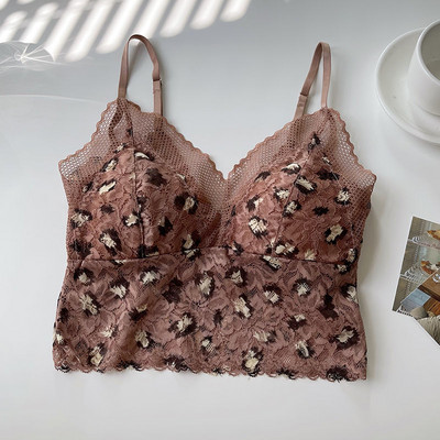 Sutien fără fir cu imprimeu floral Push Up din dantelă pentru femei de vară cu pernuță pentru piept Sutiene frumos pentru spate pentru femeie, dintr-o singură bucată, sexy, intimate