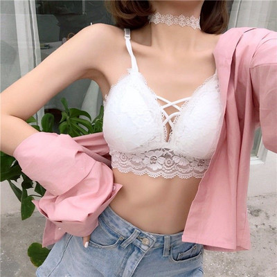 Sutien fără fir cu imprimeu floral Push Up din dantelă pentru femei de vară cu pernuță pentru piept Sutiene frumos pentru spate pentru femeie, dintr-o singură bucată, sexy, intimate