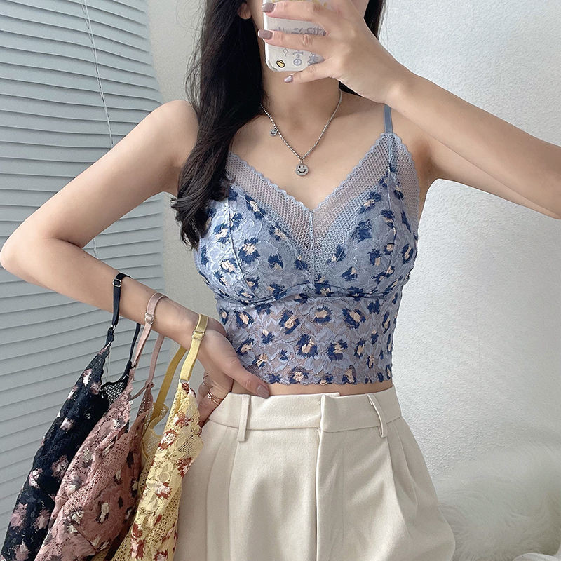 Sutien fără fir cu imprimeu floral Push Up din dantelă pentru femei de vară cu pernuță pentru piept Sutiene frumos pentru spate pentru femeie, dintr-o singură bucată, sexy, intimate