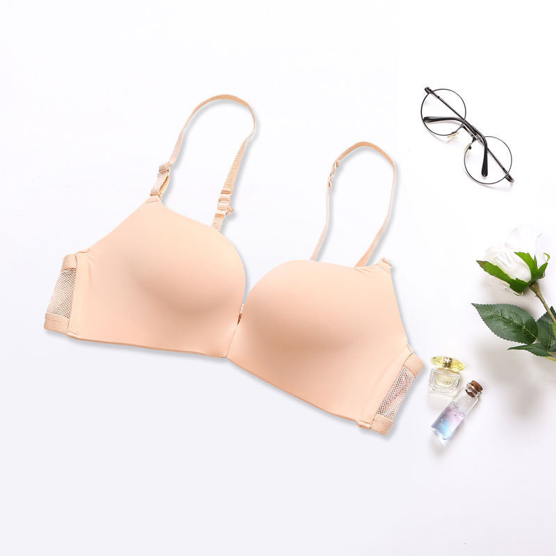 Set sutien sexy cu sârmă fără sârmă nasture frontală cu sâni mici și spate confortabil