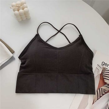 Секси потник Корсет Beauty Back Vest Crop Tee Padded Cross Straps Camisole Feminino top Cami Soutien Gorge