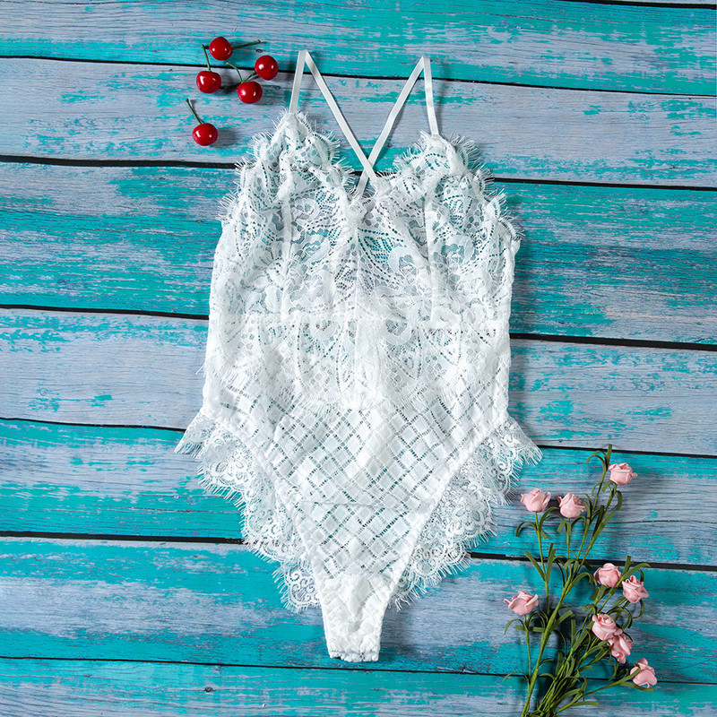 Seksi ženska noćna odjeća od mrežaste čipke Bodycon Ležerni kombinezon bez rukava s izdubljenim leđima Ženski gornji dijelovi Kombinezoni
