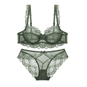 Εξαιρετικά λεπτή δαντέλα διάφανο σετ εσωρούχων σουτιέν + εσώρουχα 2 κοστούμια για νεαρές γυναίκες ABCDE cup 90C 90D 95C 95D