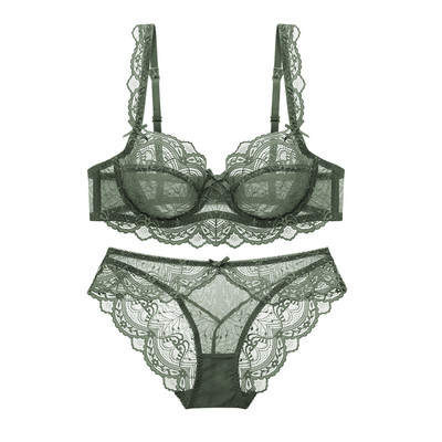 Εξαιρετικά λεπτή δαντέλα διάφανο σετ εσωρούχων σουτιέν + εσώρουχα 2 κοστούμια για νεαρές γυναίκες ABCDE cup 90C 90D 95C 95D